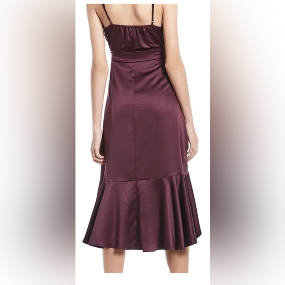 Band of Gypsies plum satin ruffle wrap dress - Picture 6 of 6
